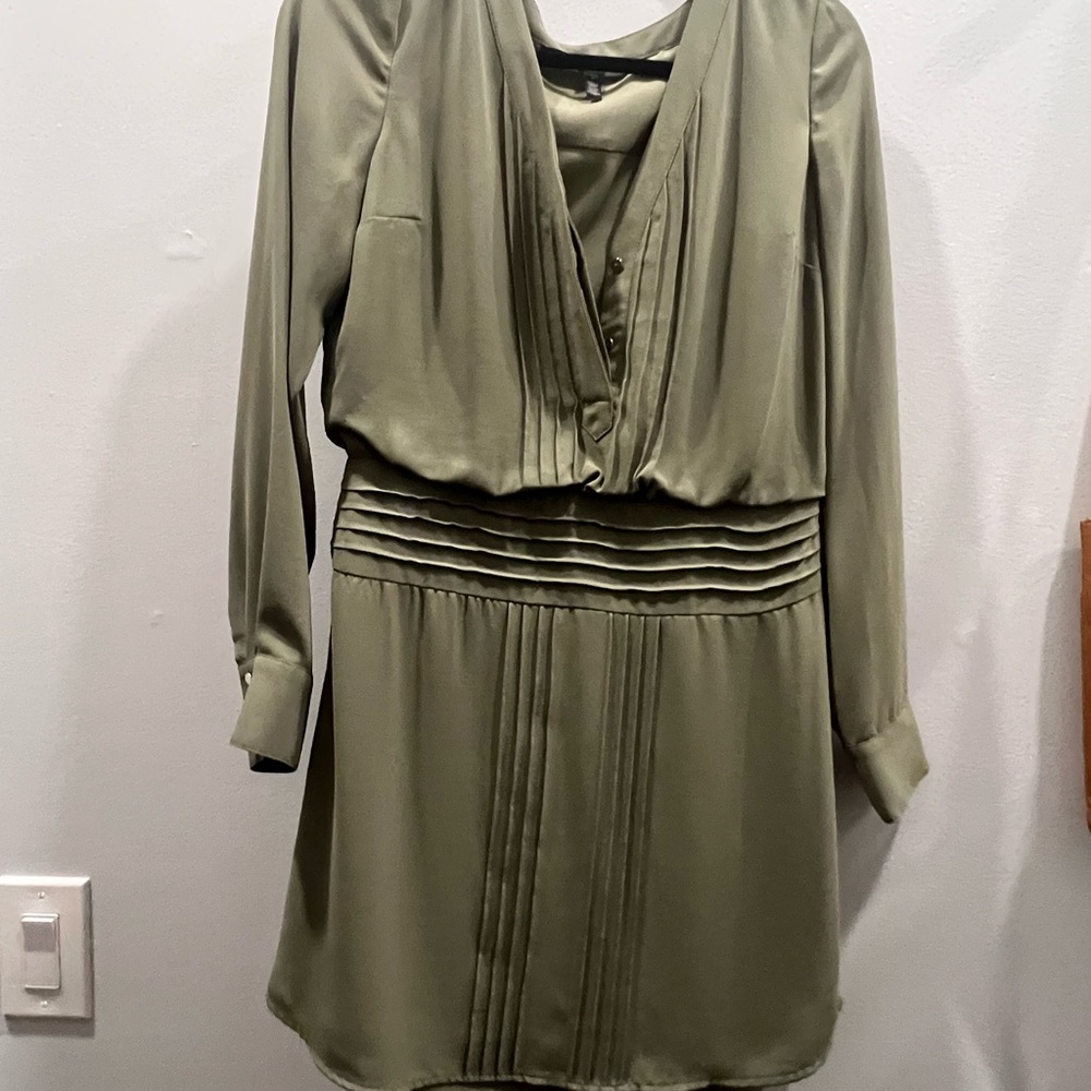 White House Black Market Olive Long Sleeve Dress